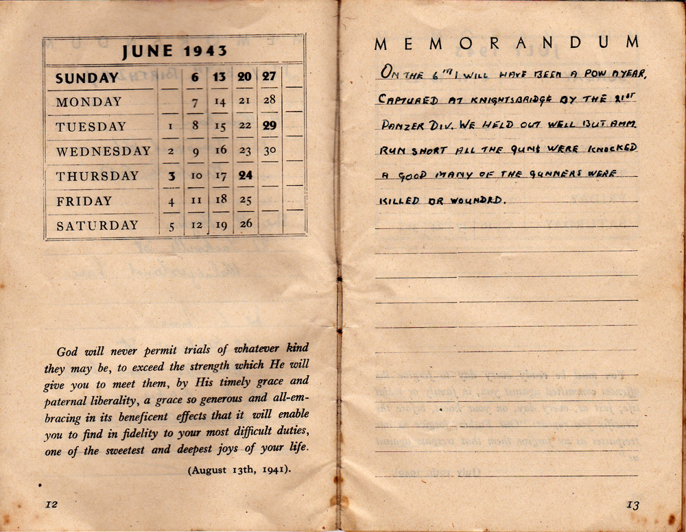 POW Diary entry