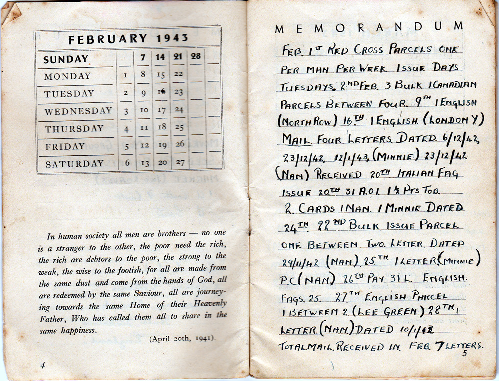 Parcels rcei in POW camp